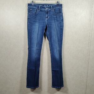 04093 Apt. 9 medium wash topstitched embroidered boot cut jeans 6